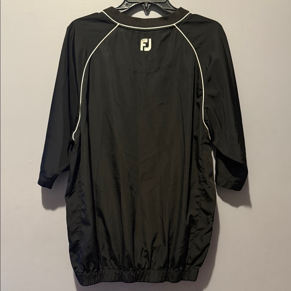 FootJoy Black V-Neck Short Sleeve Pullover with White Piping - Picture 2 of 11